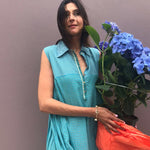 GINGHAM CHECKED BLOUSE, GREEN // BLUE - SAAKI