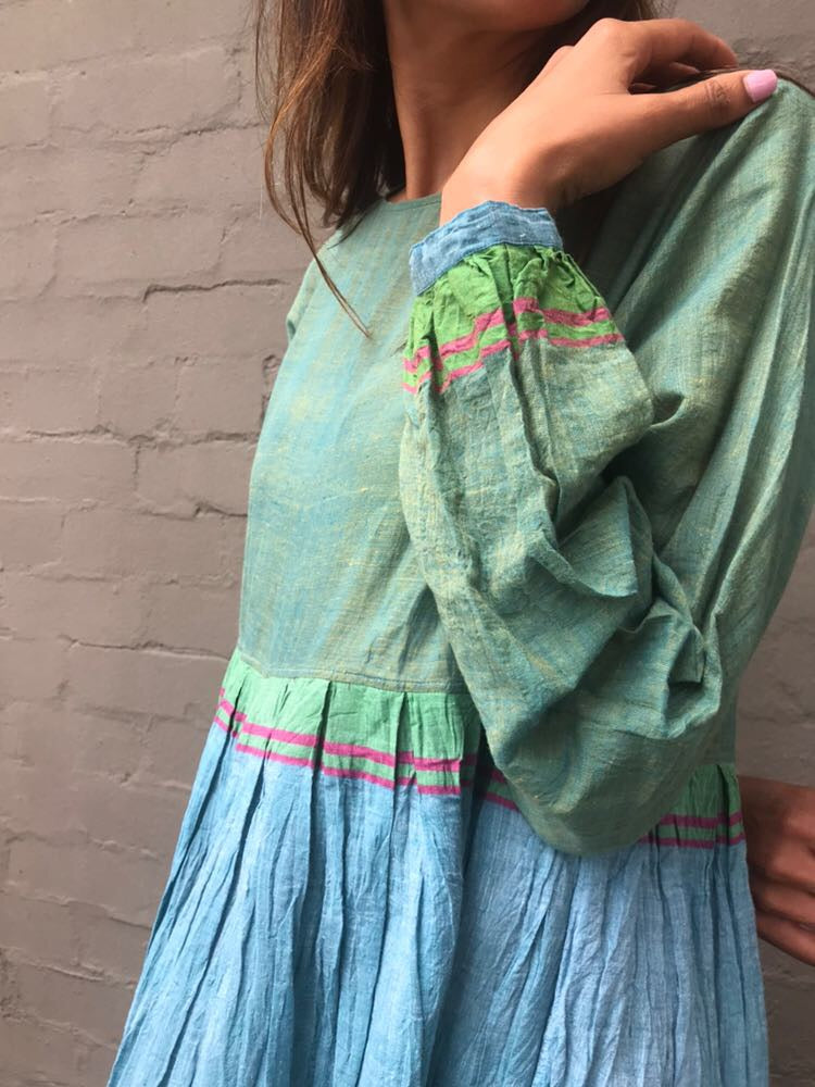 SHEER BABYDOLL MAXI, OLIVE // BLUE - SAAKI