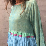 SHEER BABYDOLL MAXI, OLIVE // BLUE - SAAKI