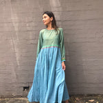 SHEER BABYDOLL MAXI, OLIVE // BLUE - SAAKI