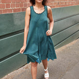 A-LINE CIRCLE DRESS, GREEN - SAAKI