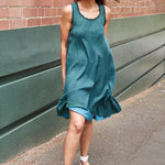 A-LINE CIRCLE DRESS, GREEN - SAAKI