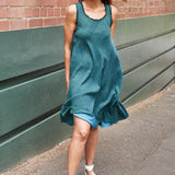 A-LINE CIRCLE DRESS, GREEN - SAAKI