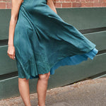 A-LINE CIRCLE DRESS, GREEN - SAAKI