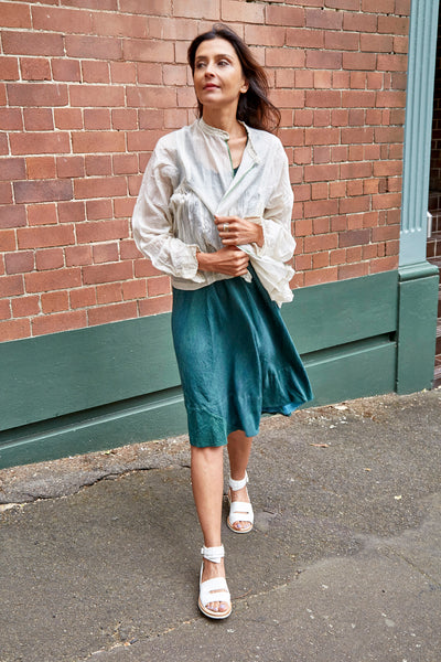 KORA RUFFLED BLOUSE, IVORY SHEER - SAAKI
