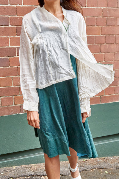 KORA RUFFLED BLOUSE, IVORY SHEER - SAAKI