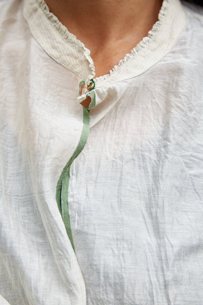 KORA RUFFLED BLOUSE, IVORY SHEER - SAAKI