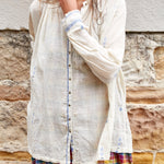 FLORAL WEAVE SHIRT, IVORY // INDIGO - SAAKI