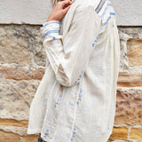 FLORAL WEAVE SHIRT, IVORY // INDIGO - SAAKI