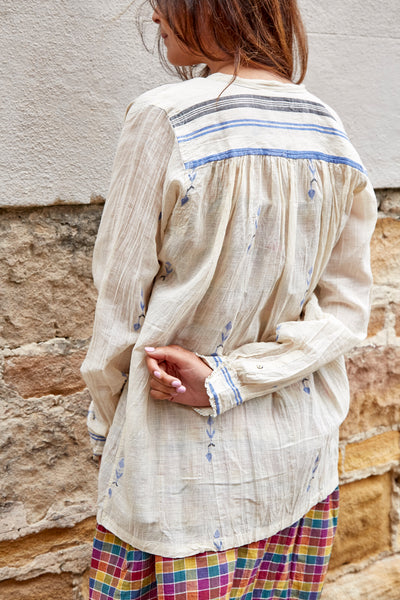 FLORAL WEAVE SHIRT, IVORY // INDIGO - SAAKI