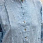 SILK SHIRT DRESS, SKY BLUE - SAAKI