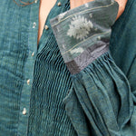 PLEATED EXAGGERATED SLEEVE SHIRT DRESS, GREEN - SAAKI