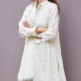 KORA RUFFLED DRESS, IVORY SHEER - SAAKI