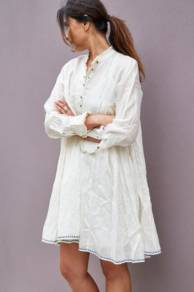 KORA RUFFLED DRESS, IVORY SHEER - SAAKI