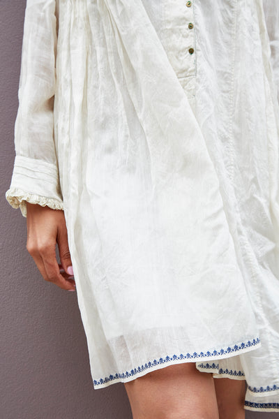 KORA RUFFLED DRESS, IVORY SHEER - SAAKI