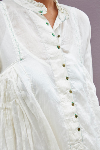 KORA RUFFLED DRESS, IVORY SHEER - SAAKI