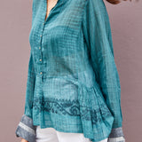 NEELGAR BLOUSE, DARK GREEN SHEER - SAAKI