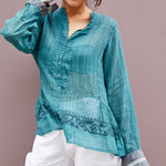 NEELGAR BLOUSE, DARK GREEN SHEER - SAAKI