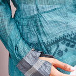 NEELGAR BLOUSE, DARK GREEN SHEER - SAAKI