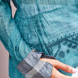 NEELGAR BLOUSE, DARK GREEN SHEER - SAAKI