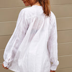 KORA RUFFLED SHIRT, WHITE SHEER - SAAKI