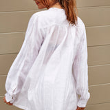 KORA RUFFLED SHIRT, WHITE SHEER - SAAKI