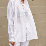 KORA RUFFLED SHIRT, WHITE SHEER - SAAKI