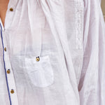 KORA RUFFLED SHIRT, WHITE SHEER - SAAKI