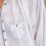 KORA RUFFLED SHIRT, WHITE SHEER - SAAKI