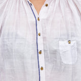 KORA RUFFLED SHIRT, WHITE SHEER - SAAKI