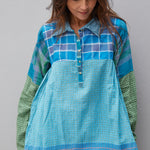 GINGHAM SHIRT, GREEN // BLUE - SAAKI