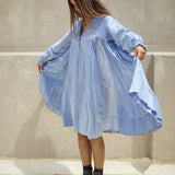 RANGREZ SILK SHIRT DRESS, SKY BLUE - SAAKI