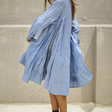 RANGREZ SILK SHIRT DRESS, SKY BLUE - SAAKI