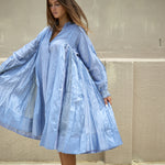 RANGREZ SILK SHIRT DRESS, SKY BLUE - SAAKI