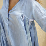 RANGREZ SILK SHIRT DRESS, SKY BLUE - SAAKI