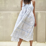 SILK GATHER CHEMISE, STEEL BLUE - SAAKI