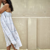 SILK GATHER CHEMISE, STEEL BLUE - SAAKI