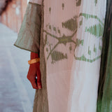 MUSLIN JAMDANI DRESS, GREEN