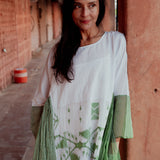 MUSLIN JAMDANI DRESS, GREEN