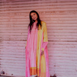 PANEL BANDHANI DRESS, PINK//YELLOW SILK