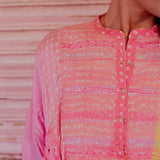 PANEL BANDHANI DRESS, PINK//YELLOW SILK