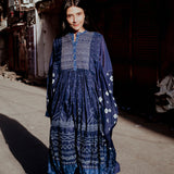 JAIPUR BANDHANI DRESS, INDIGO SILK