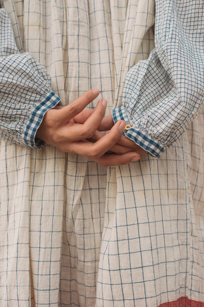 CHECK SHIRT DRESS, BLUE // RED - SAAKI