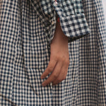 MADRAS CHECK SHIRT DRESS, NAVY - SAAKI