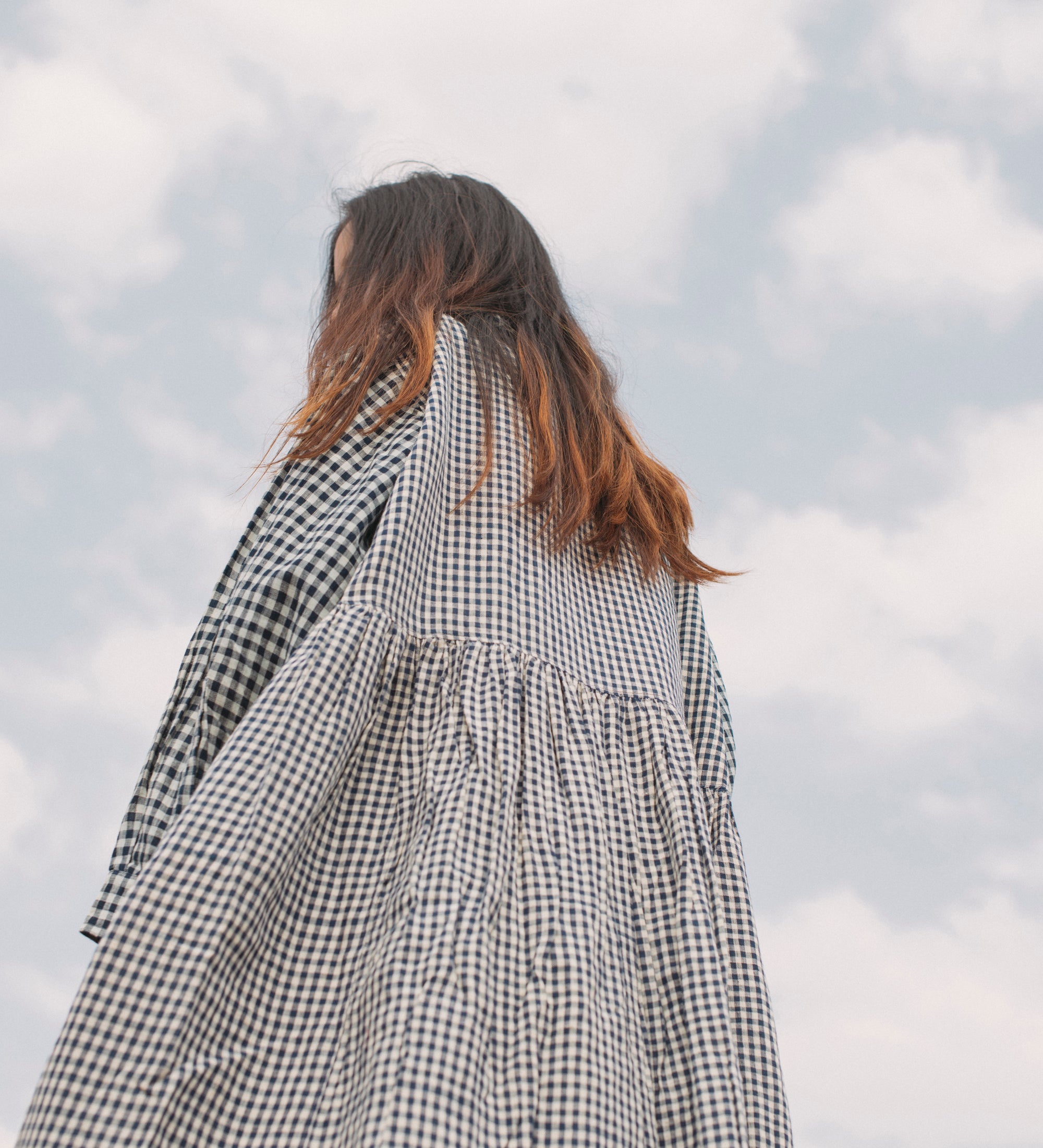 MADRAS CHECK SHIRT DRESS, NAVY - SAAKI
