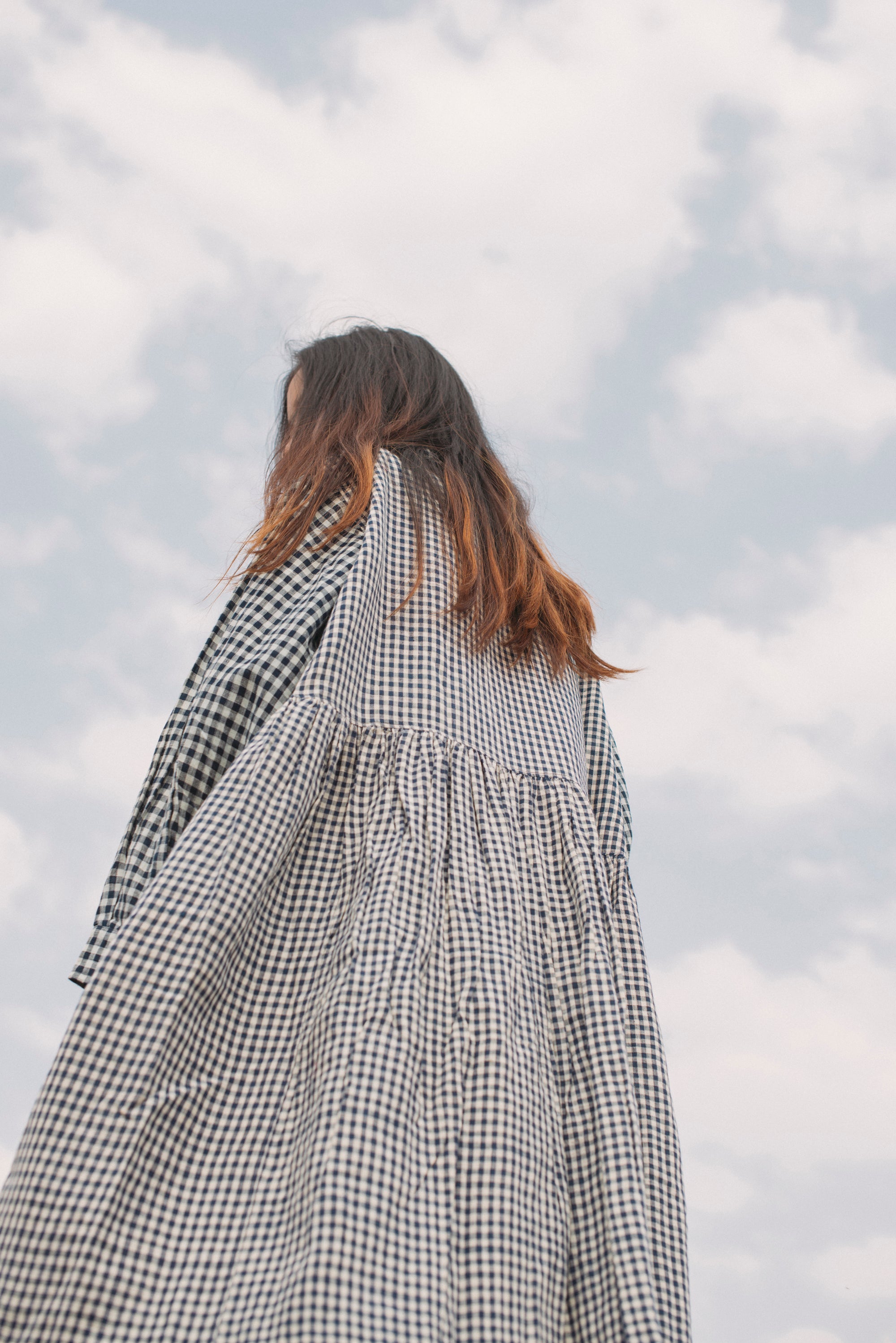 MADRAS CHECK SHIRT DRESS, NAVY - SAAKI