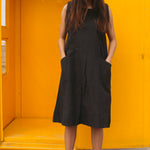 FLARED POCKET DRESS, BLACK - SAAKI