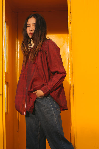 FRONT STRIPE SHIRT, RED - SAAKI