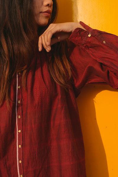 FRONT STRIPE SHIRT, RED - SAAKI