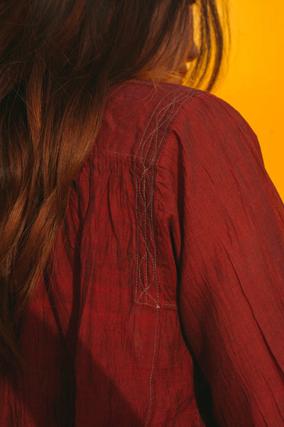 FRONT STRIPE SHIRT, RED - SAAKI